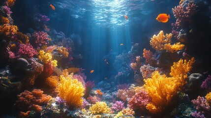 Naklejka premium Vibrant Underwater Coral Reef Paradise: A Stunning Display of Marine Life and Color