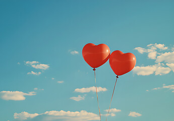 heart shaped balloons in sky