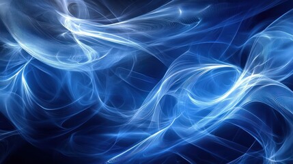 Obraz premium Blue abstract swirls, energy flow, dark background, website design