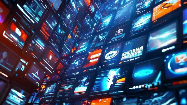 Cybernetic Command Center with Glowing Screens - made with Generative AI