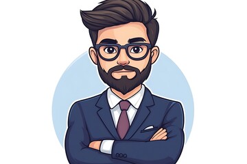 Adorable Cartoon Businessman Avatar Portrait