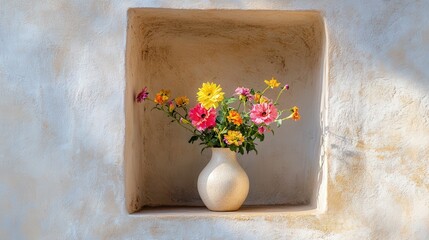 a flower vase displayed in a wall niche, showcasing the elegance and artistry of the design.