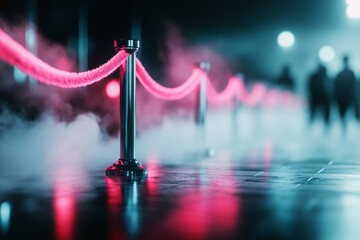 A hyper-realistic image of a VIP section in a club, with a velvet rope separating an exclusive area from the crowd, focusing on the emotional impact of exclusion