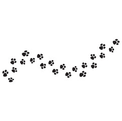   Cute animal paw print frame with copy space. Animal pet dog paw prints border template set. Vector illustration

