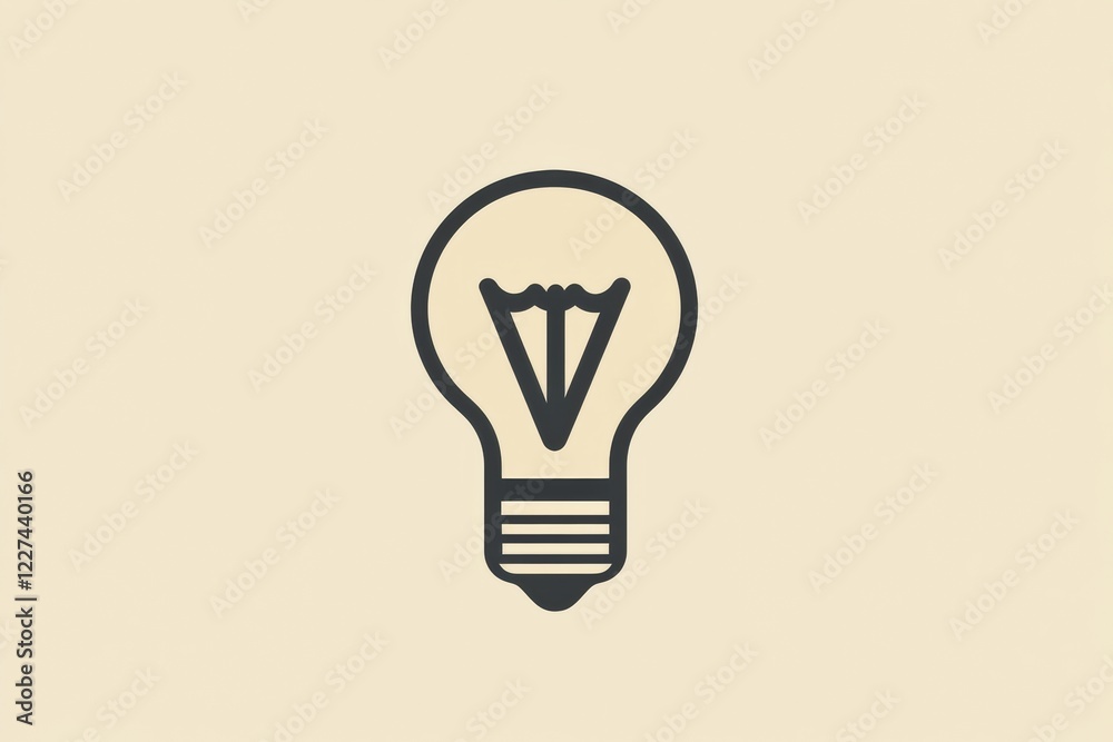 Aufkleber light bulb illustration showcasing the classic design on a beige background for creative and educati