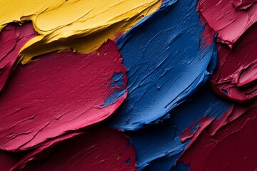Colorful oil paint textures in vibrant hues showcasing artistic expression with deep reds, blues, and yellows