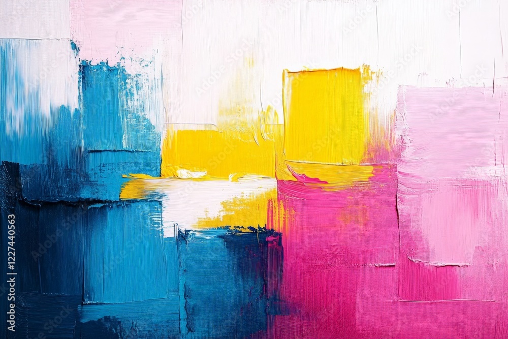 Poster Vibrant abstract painting featuring bold colors and textured brush strokes in an expressive composition
