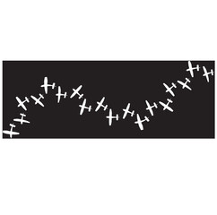 black and white plane path vector