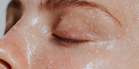 Fototapeta premium Close-up of Face with Translucent Cosmetic Gel