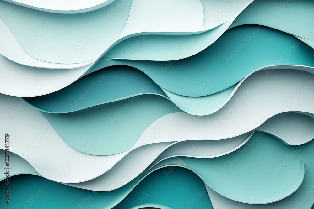Leinwandbilder abstract wavy patterns in soft turquoise and white create an elegant design for modern decor or digi