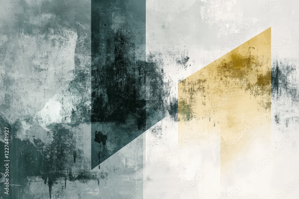 Poster Abstract geometric design with textured backgrounds in earthy tones and sharp angles