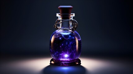 Blue elixir on transparent glass