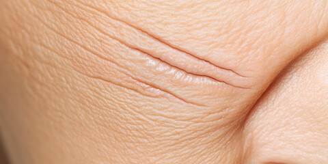 Close-up of Human Skin Showing Wrinkles and Creases
