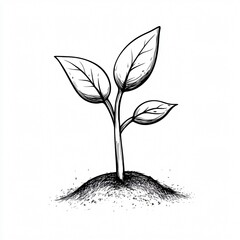 Obraz premium Black Cartoon Plant Sprout Vector Illustration for Design Projects