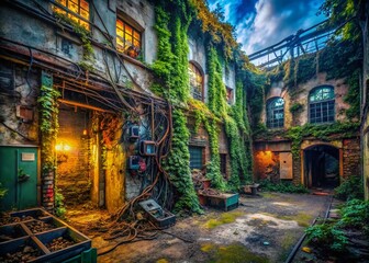 Fototapeta premium Abandoned Bitcoin Mine: Halving Event - Urban Exploration Photography