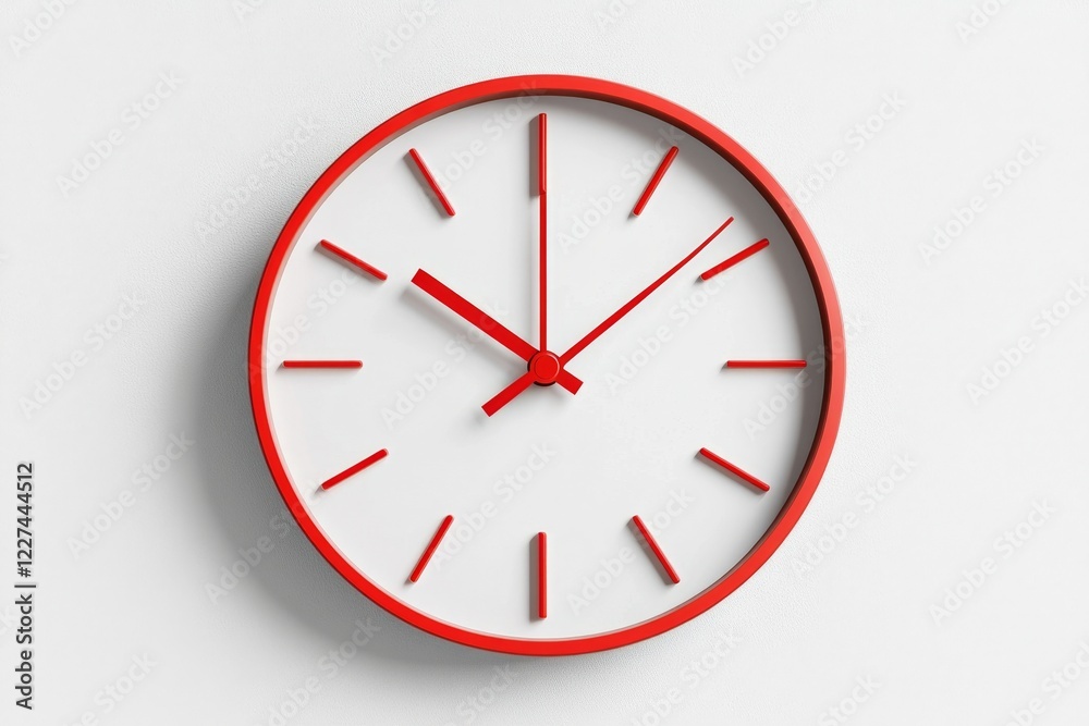 Poster A minimalist design of a ticking clock with the second hand highlighted in red, symbolizing the urgency of a crucial moment, set against a clean white background