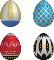 A set of colorful Easter eggs with festive design