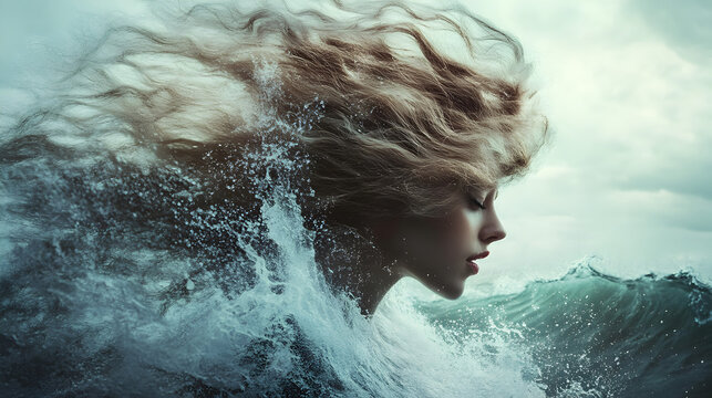 blend of a woman’s face and the golden hues of autumn leaves, embodying change, nostalgia, and the beauty of seasonal transformation 