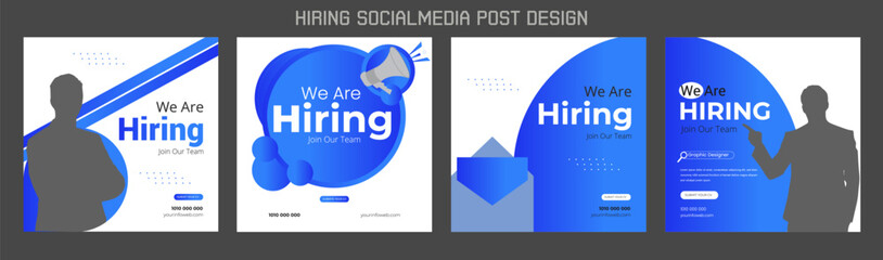 We are hiring job vacancy social media post banner design template with red color. We are hiring job vacancy square web banner design. Employee vacancy announcement. Illustration isolated