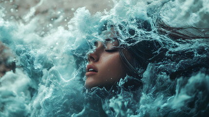 blend of a woman’s face and the golden hues of autumn leaves, embodying change, nostalgia, and the beauty of seasonal transformation 