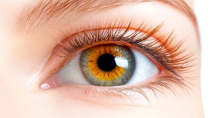 Fototapeta premium Mesmerizing beauty closeup of woman eye with long, dramatic eyelashes