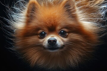 Obraz premium Brown dog with long hair on black background