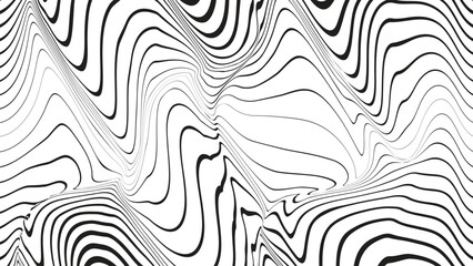 Abstract flow lines background . Optical illusion art .Fluid wavy shape .Striped linear pattern . Op art. Vector illustration 