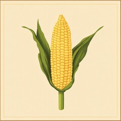 Obraz premium Vibrant Corn Flat Vector Illustration in a Frame for Food Concepts and Designs