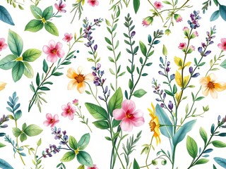 Obraz premium Vibrant Herb Watercolor Mother's Day Home Decor Background