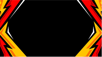 Dynamic Black Background with Vibrant Red and Yellow Lightning Design