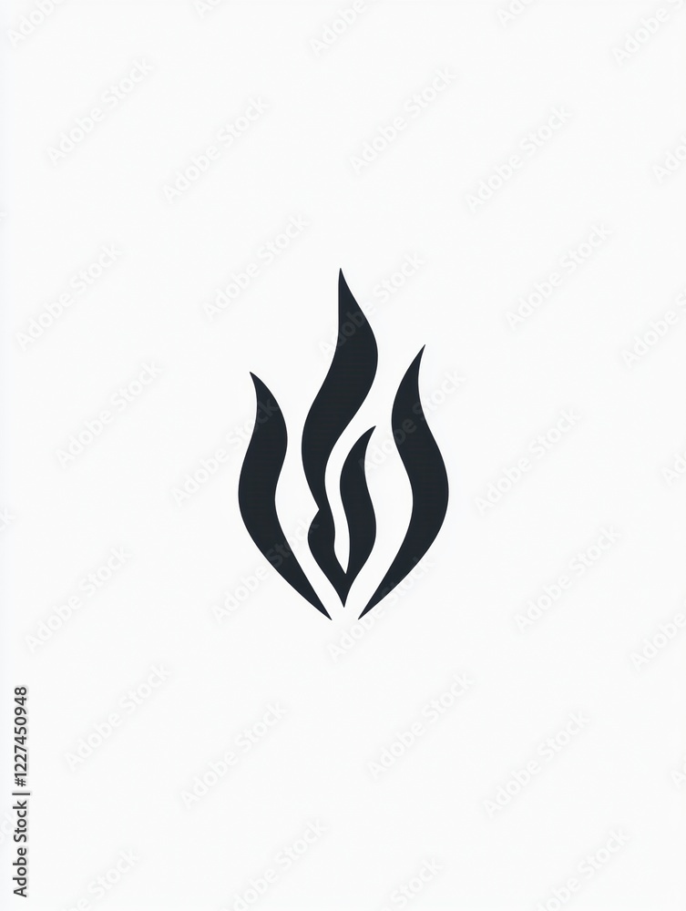 Poster Flame icon representing fire symbol on a plain background in a minimalist style for design and branding purposes. Generative AI
