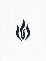 Flame icon representing fire symbol on a plain background in a minimalist style for design and branding purposes. Generative AI