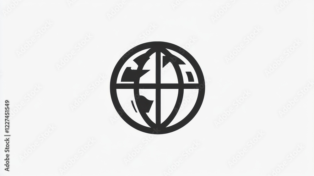 Aufkleber Global map symbol indicating interconnectedness and comprehensive communication. Generative AI