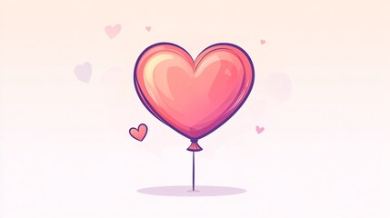 Heart Shape Balloon Icon Isolated: Flat Vector Illustration for Love Events and Celebrations