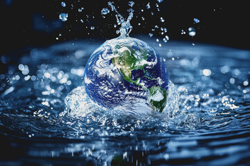 Water globe floating gracefully on the surface of a calm body of water with reflections and ripples creating a serene and tranquil atmosphere