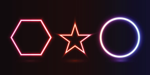 Abstract neon light effect icons for your design, easily editable icon, vector art illustration