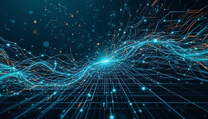 Fototapeta premium Abstract Digital Network Data Flow Visualization