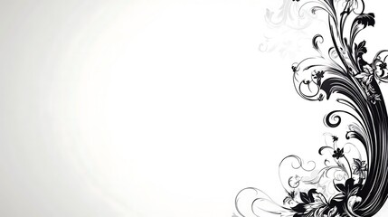 Obraz premium Elegant Black and White Floral Design Swirl