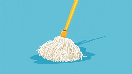 Professional Mop and Brush Icon Flat Vector Illustration for Cleaning Tools Supplies Graphic Design