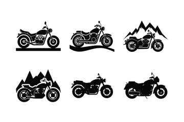 Naklejka premium Retro touring motorcycle silhouette on white isolated background