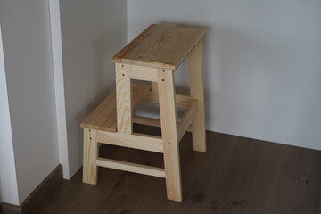Wooden stool in the interior.