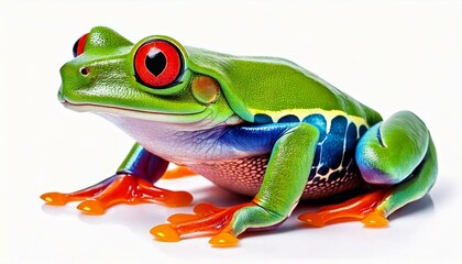 Obraz premium profile of red eyed tree frog isolated on white