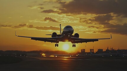 Naklejka premium Business aviation at sunset flight moment