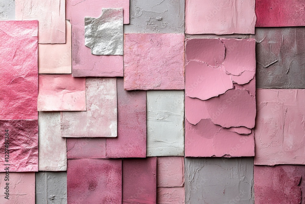 Aufkleber textured pink wall art composed of various shades and shapes in a creative display perfect for moder