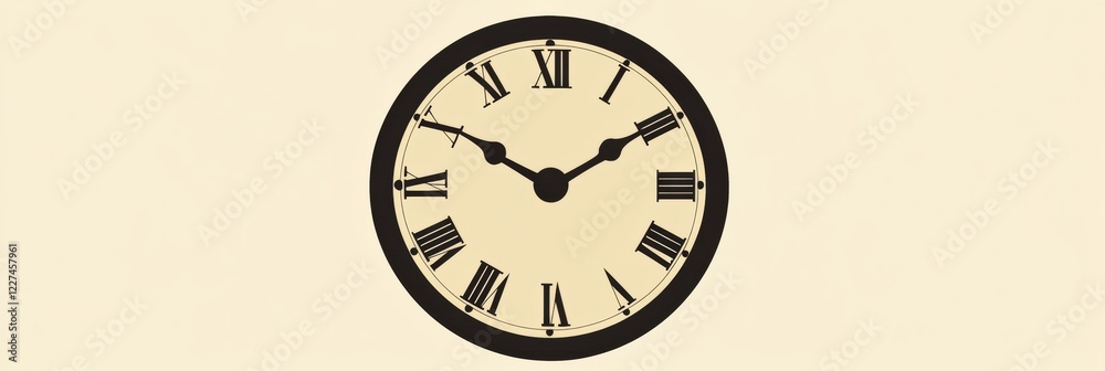 Fototapete classic wall clock displaying roman numerals with elegant design in a minimalistic setting. generati