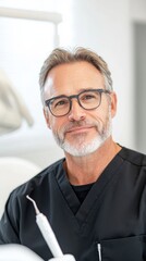 Obraz premium Portrait of a Middle Aged Male Doctor in a Medical Office