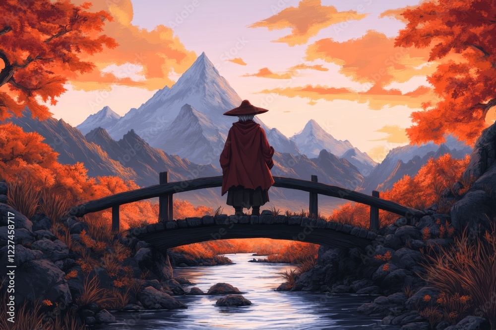 Poster A pixel art scene of a character facing a destroyed bridge in a retro video game, with animated water flowing below and a clear sense of halted progress
