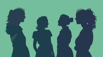 Professional Group of Women Characters Talking in Flat Vector Illustration