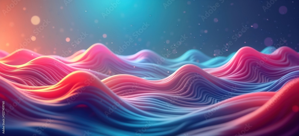Leinwandbilder abstract illustration of vibrant waves. multicolored 3d waves create dynamic pattern. liquid motion 
