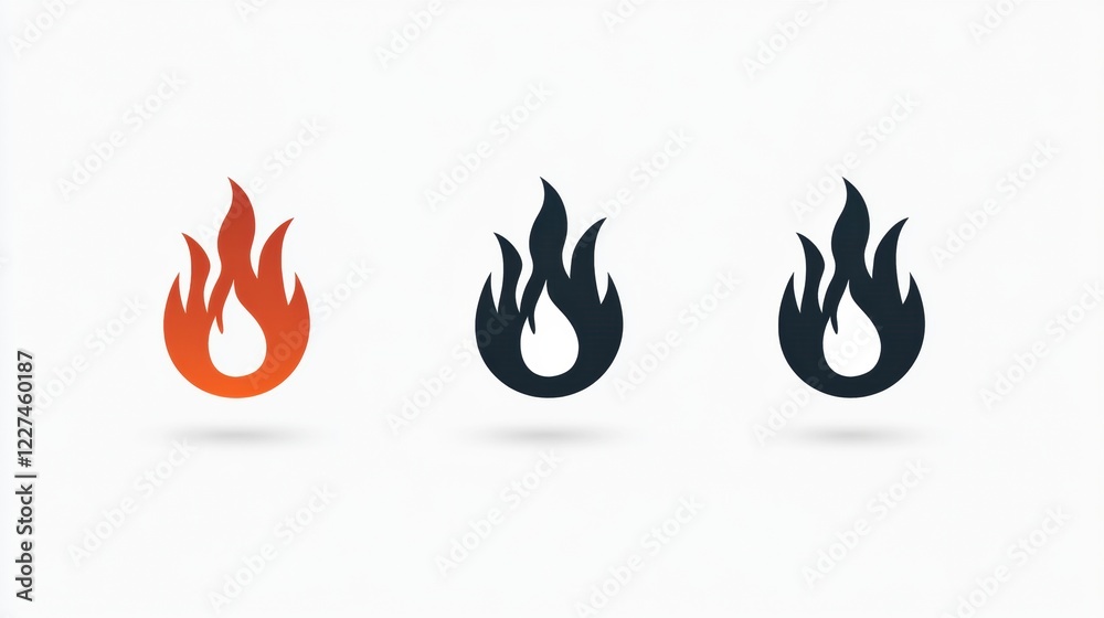 Aufkleber flame icons in various colors showcasing vibrant fire elements on a clean background. generative ai